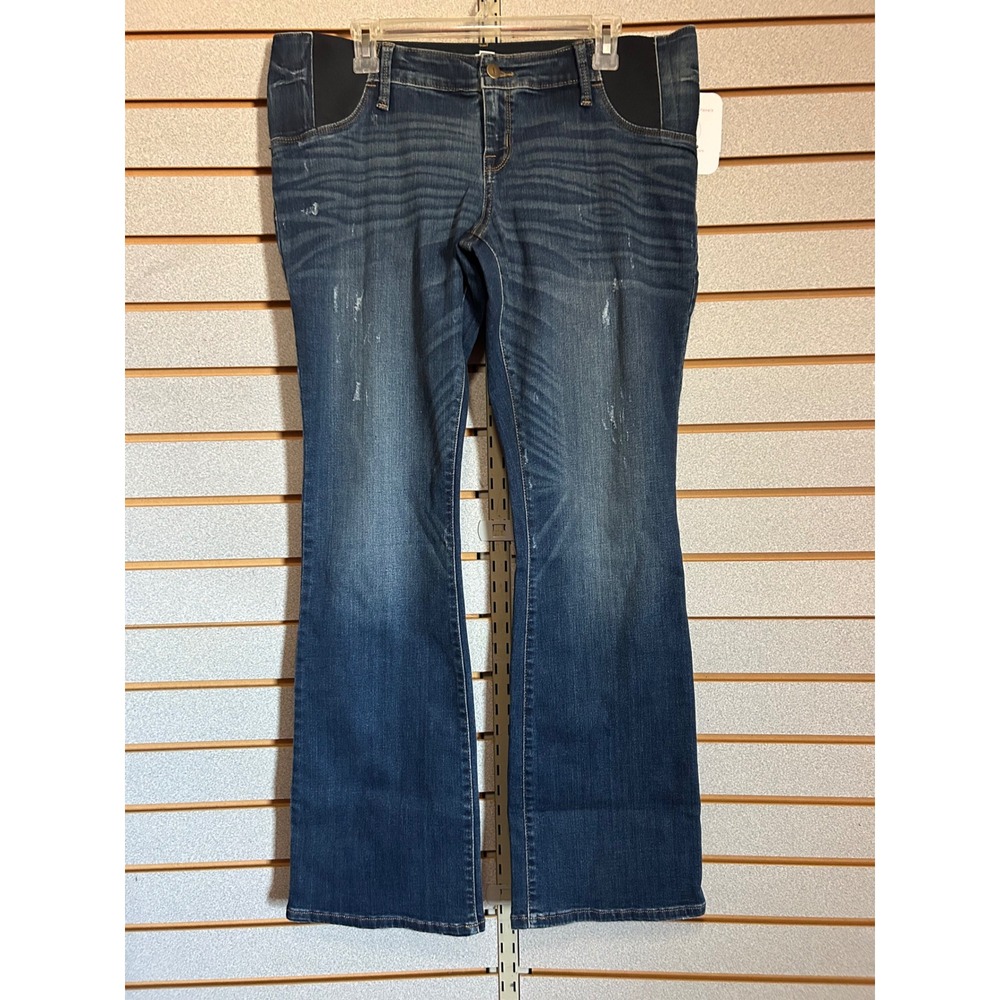 Isabel Maternity Ingrid & Isabel‎ Bootcut Jeans Dark Wash Side Panel Size 12/31R